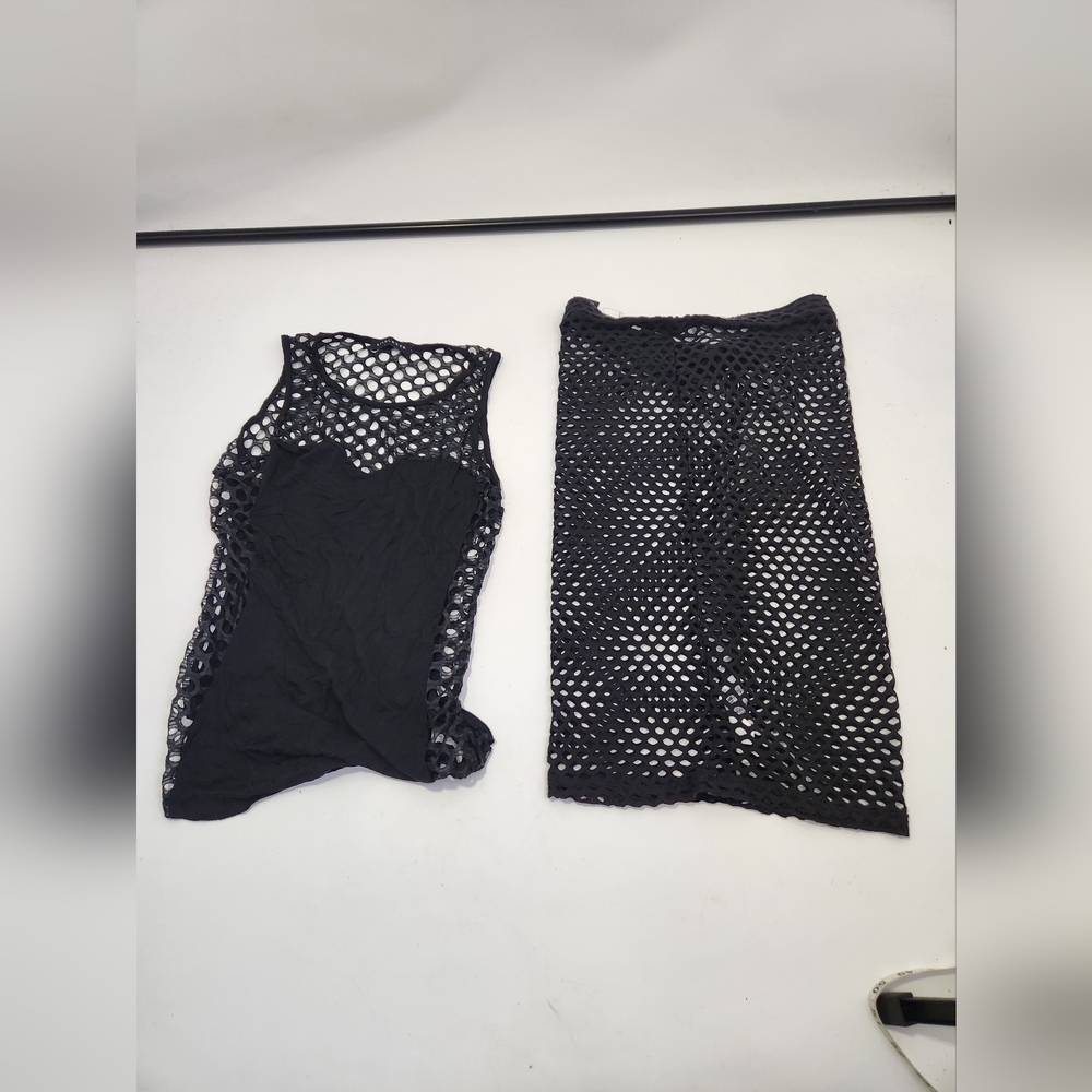 Black Fishnet Two-Piece Set